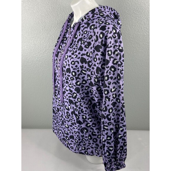 Main Strip Women Small Windbreaker Purple Leopard Print Packable Hooded NWT - Picture 4 of 9